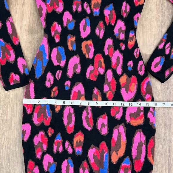 EUC Farm Rio Iridescent Leopards Sweater Dress Sz XS - Picture 5 of 11